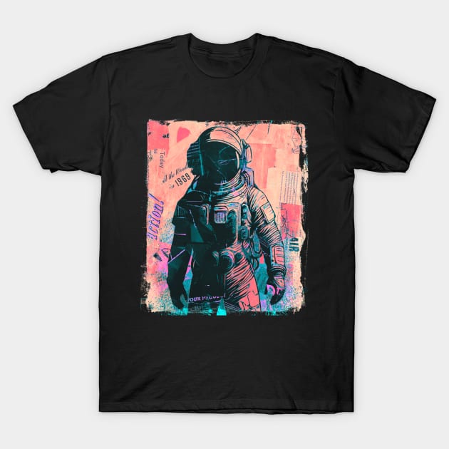 Paper Collage Astronaut T-Shirt by AnAzArt